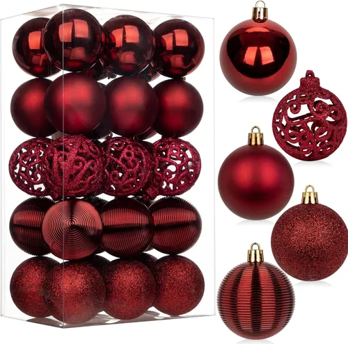 Miniatura 7 de 30 piezas de adornos de bola de árbol de Navidad irrompibles negros para decoración navideña