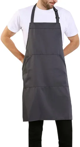 Miniatura 8 de BIGHAS - Delantal ajustable con babero y lazos largos, disponible en 18 colores, ideal para chefs, cocina, hogar, restaurante, mujeres, hombres