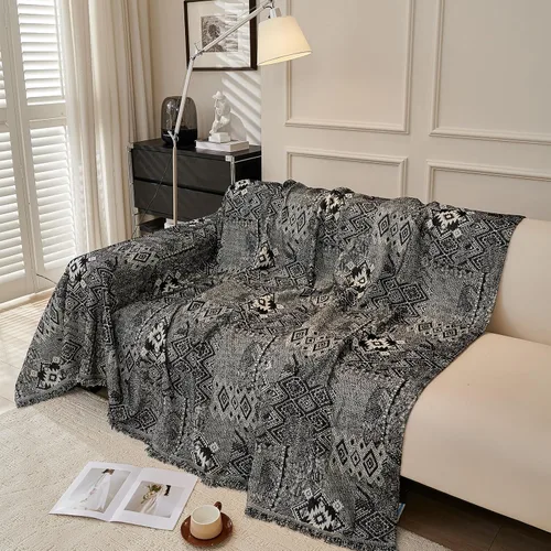 Miniatura 2 de DREAMINGO Fundas de sofá para sofá, estilo bohemio, geométrico y jacquard vintage, de 2 plazas, antideslizante, protector de muebles de felpilla