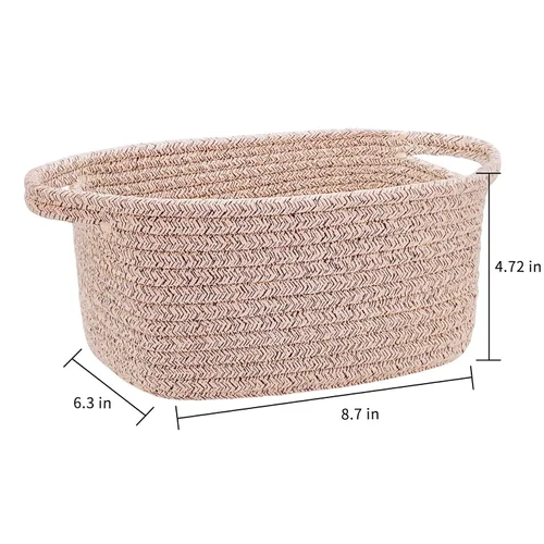 Miniatura 2 de Abenkie - Cesta de almacenamiento pequeña, bonita canasta de algodón tejida con cuerda de algodón para perro y gato, para guardería, sala de estar