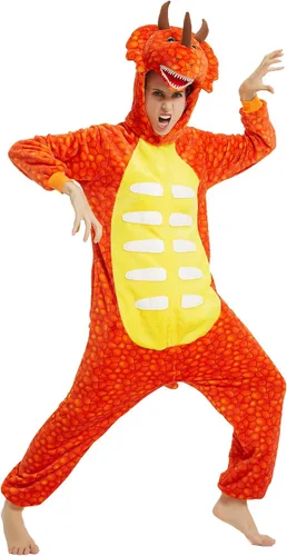 Miniatura 4 de Pijama de una pieza para adultos, disfraz de dinosaurio, para mujer