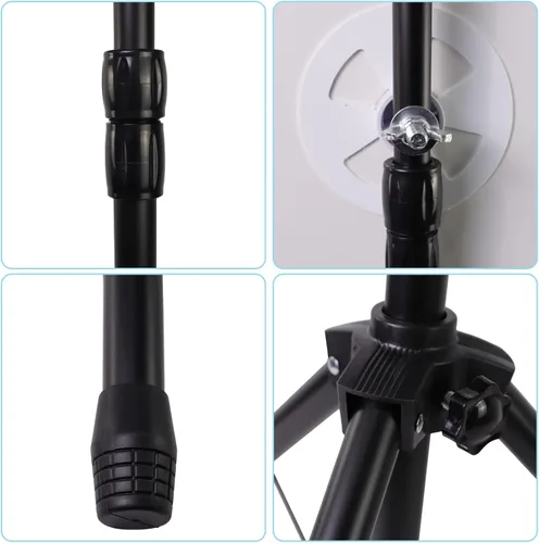 Miniatura 7 de Rueda giratoria de 18 pulgadas con altura ajustable de 38 a 63 pulgadas con soporte de piso para trípode, rueda giratoria de 14 ranuras con borrado