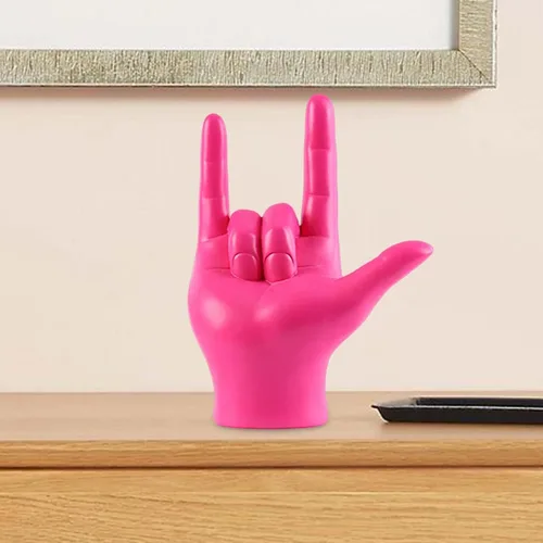 Miniatura 7 de MagiDeal Modern Love You - Estatua de gesto de dedo, escultura de mano de roca, manualidades coleccionables para centro de mesa, escritorio, Rosa