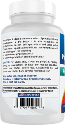 Miniatura 7 de Best Naturals Ácido Pantoténico 500 mg 120 Comprimidos