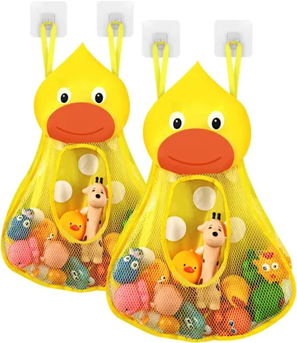 Linkidea Organizador de juguetes de baño, soporte organizador de juguetes de bañera, soporte de red de almacenamiento de juguetes de baño con