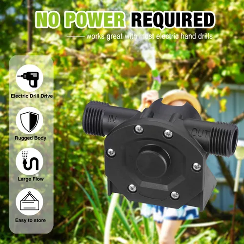 Miniatura 2 de TRUPOW Mini kit de bomba de taladro de transferencia de agua manual con manguera de agua y manguera de aceite para transferencia de líquidos de Negro