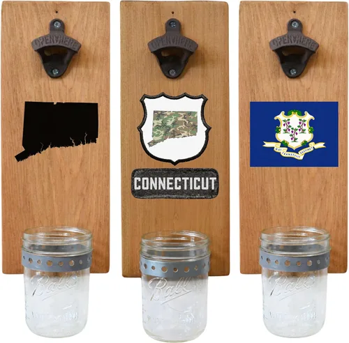 Miniatura 28 de Abrebotellas de cerveza de Massachusetts – Abridor de botellas hecho a mano montado en la pared con tapa – Regalo de cerveza para él o ella