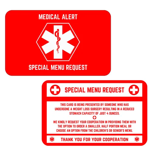 Miniatura 10 de Tarjeta bariátrica para restaurantes, tarjeta de solicitud de menú especial, control de porciones, solicitud de restaurante para pacientes Blanco