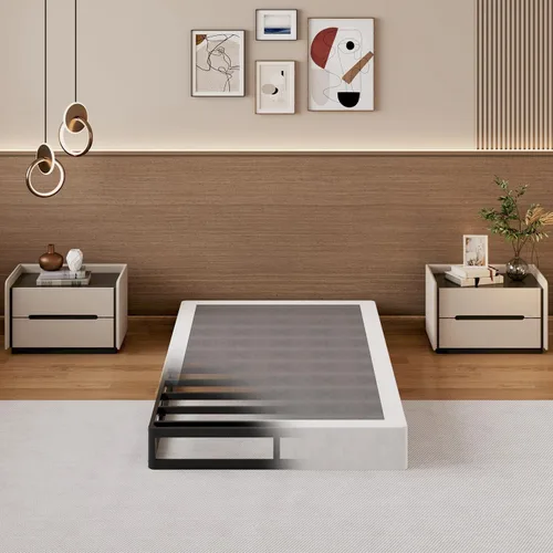 Miniatura 17 de SHLAND Base para somier Queen de 2 pulgadas de perfil bajo, láminas de cama de montaje fácil, estructura metálica resistente, base de apoyo para 2