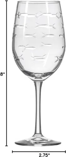 Miniatura 10 de Rolf Glass School of Fish - Copas de vino blanco de 12 onzas, juego de 4 copas de vino sin plomo, copas de vino grabadas con rueda de diamante, 12oz