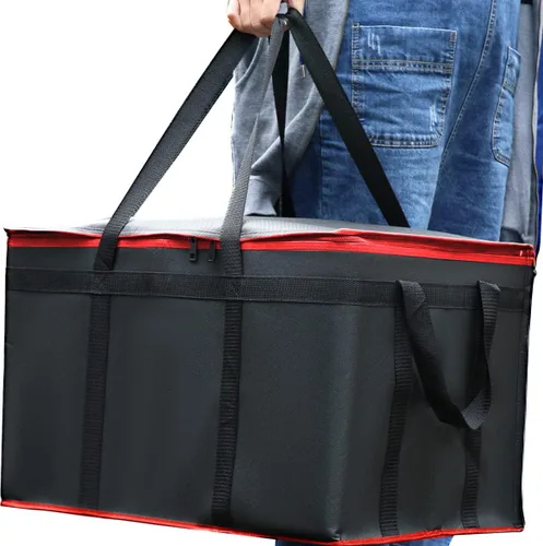Miniatura 11 de musbus - Paquete de 2 bolsas de compra aislantes XL, rojas, reutilizables, de alta resistencia, con cierre, plegables, para compras, para coche