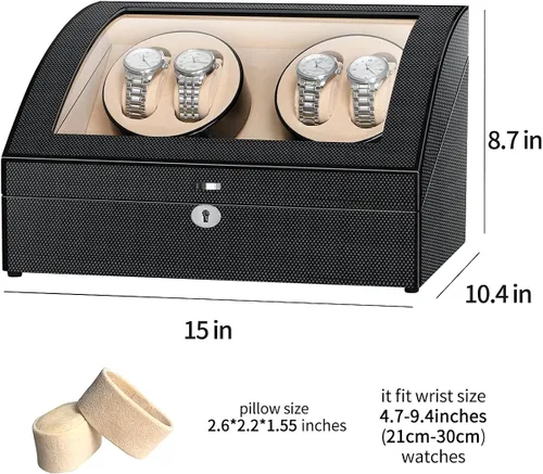 Miniatura 3 de TEEMING Caja de almacenamiento automática para 10 relojes automáticos 4 bobinas de reloj 6 ranuras 4 modos de reloj giratorios motor silencioso