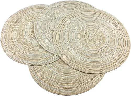 WAZAIGUR - Manteles individuales redondos para mesa de comedor (tela resistente al calor, antideslizantes, 14 pulgadas de diámetro)