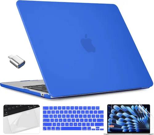 Miniatura 11 de TWOLSKOO Compatible con funda para MacBook Air M4 de 15 pulgadas versión 2025-2023 M4 A3241 M3 A3114 M2 A2941, carcasa rígida de plástico y Cristal