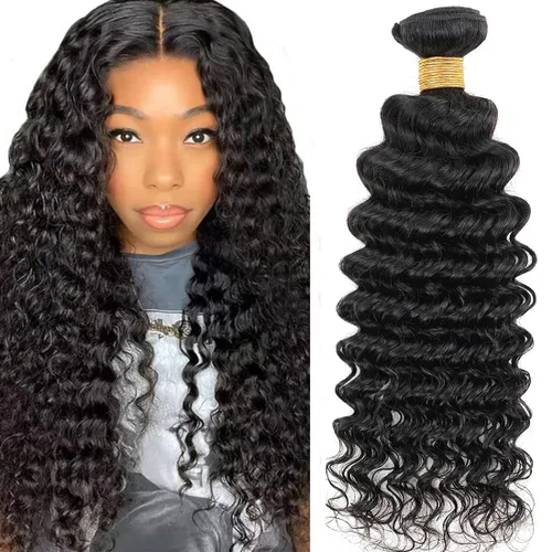 Extensiones de cabello humano ondulado profundo, un paquete de 18 pulgadas, cabello brasileño virgen, paquetes de cabello ondulado profundo para