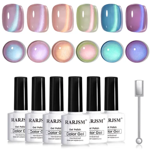 Miniatura 43 de RARJSM Juego de Esmaltes de Gel Nude Colección Jelly Pink de 6 Colores Naturales Transparentes Rosa Translúcido Lechoso Malva Morado Marrón Claro