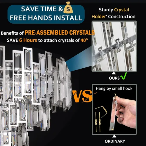 Miniatura 2 de Candelabros modernos para comedor, lámpara de araña rectangular cromada, lámpara colgante de cristal, colgante rectangular lineal cromado