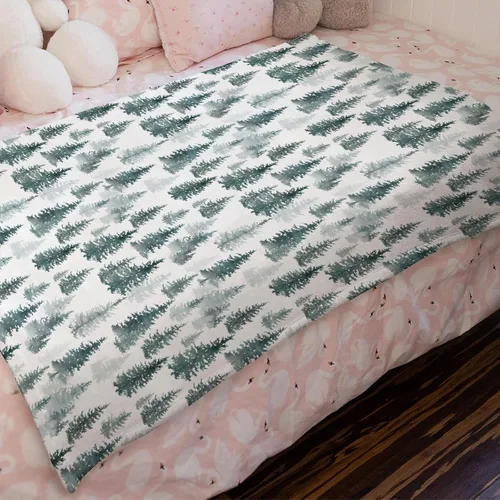 Miniatura 3 de HawSkgFub Manta de bebé de bosque de pinos para niños, regalo de franela de invierno de forro polar, manta de recepción, suave y ligera, ropa