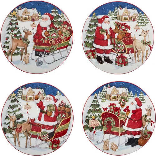 Miniatura 3 de Certified International Santa's Workshop - Juego de vajilla de 16 piezas, servicio para 4