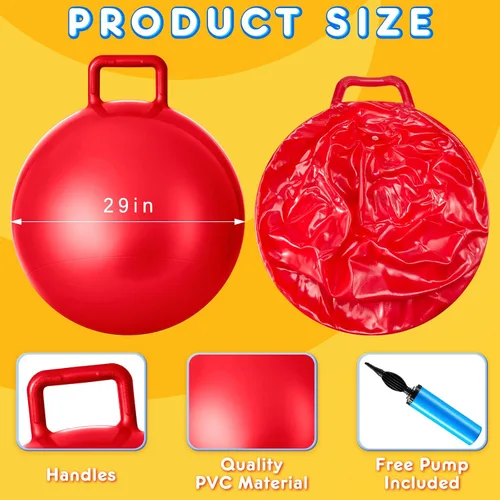 Miniatura 2 de Lewtemi 6 unidades de bola de tolva para carnaval al aire libre, pelota inflable de salto de 32 pulgadas con mango y bomba de aire para ejercicio