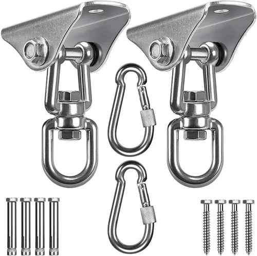 Miniatura 16 de SELEWARE Colgador de columpio de acero inoxidable resistente para techo Montaje en techo con giro libre Gancho de columpio Kit de accesorios
