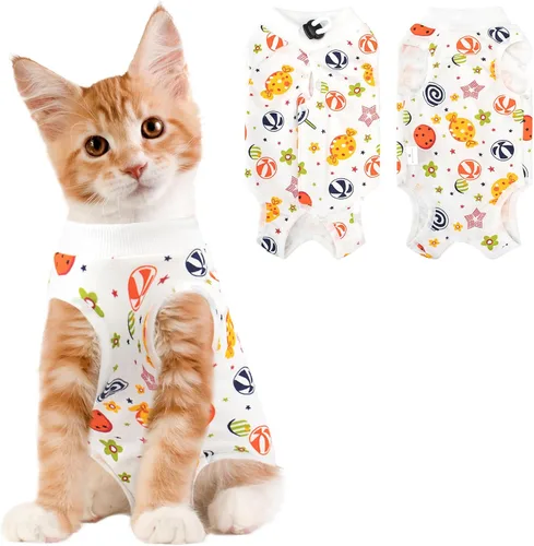 Miniatura 21 de Coppthinktu Traje de recuperación de gato para mujer, mameluco transpirable para después de la cirugía para heridas abdominales o enfermedades