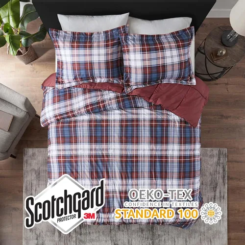 Miniatura 3 de Madison Park Essentials - Edredón a cuadros Parkston, funda a juego, funda 3M Scotchguard antimanchas, hipoalergénico, juego de ropa de cama