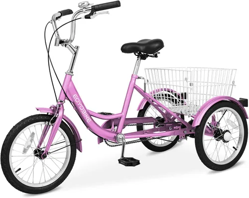 Miniatura 9 de LILYPELLE Triciclo triciclo de 16 pulgadas para principiantes y bicicletas de 3 ruedas de una sola velocidad, bicicletas de tres ruedas con cesta