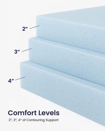 Miniatura 8 de Lounj Cubrecolchón de espuma viscoelástica de gel, fabricado en Estados Unidos (individual XL)