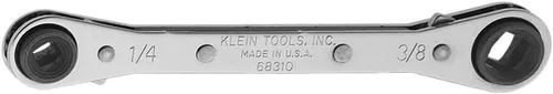 Klein Tools 68309 Llave de refrigeración con trinquete totalmente reversible, fabricada en Estados Unidos, diseño compacto y acabado cromado