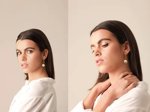 Miniatura 2 de Aretes colgantes largos de oro con forma de círculo de Simicircle para mujer, ligeros, moneda de disco circular, geométricos, planos, cepillados