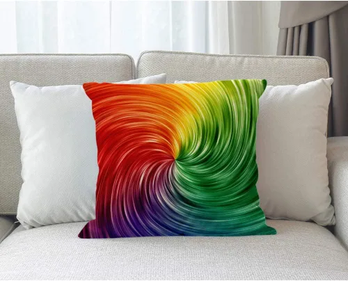 Miniatura 7 de Moslion Funda de almohada decorativa de arcoíris con diseño de espiral, 18 x 18 pulgadas, funda de cojín cuadrada de lino y algodón para el día
