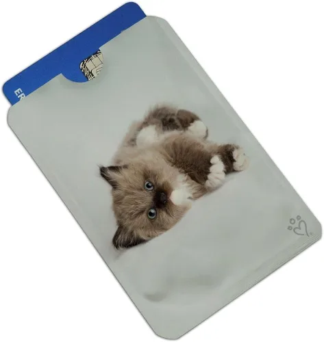Miniatura 2 de Miradoll Ragdoll Gatito Gato Marrón Lazy Tarjeta de Crédito RFID Blocker Holder Protector Billetera Monedero Fundas Set de 4