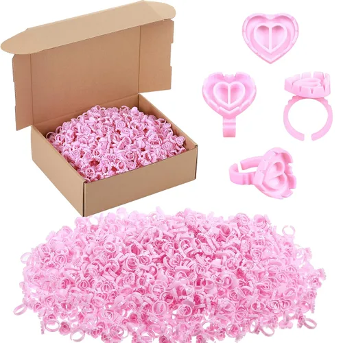 Miniatura 8 de Yaomiao 500 anillos de pegamento para extensiones de pestañas, desechables, anillos de pegamento para salones de belleza, soporte para vasos
