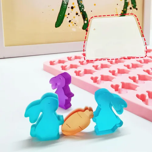 Miniatura 5 de Moldes de silicona de conejo para caramelo, gomita, chocolate, moldes de Pascua, molde de silicona de conejo con raspador (conejito)