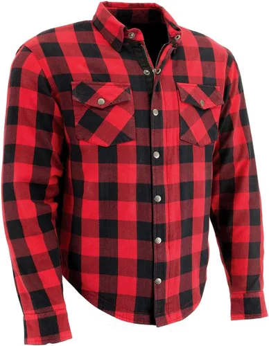 Miniatura 14 de Milwaukee Leather Camisa de montar de franela blindada a cuadros para hombre con refuerzo de fibra de aramida y armadura extraíble CE - S