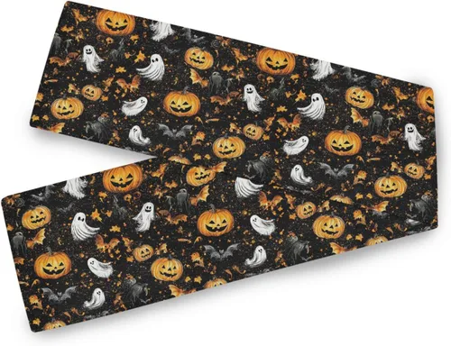 Retro Vintage Halloween Halloween Decorations Summer Table Runner, 13x70inches, House Decorations Living Room Reusable Gold Table Runners decoracion