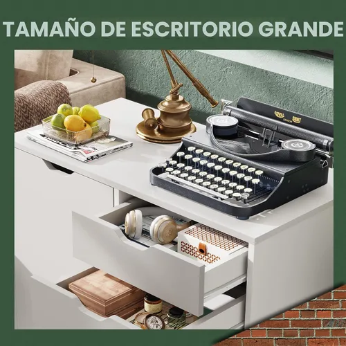 Miniatura 8 de DEVAISE Gabinete de madera con 5 cajones, armario de almacenamiento de oficina con estante ajustable y ruedas, soporte de impresora para oficina