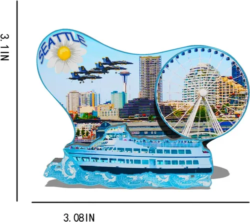 Miniatura 3 de Imán de Seattle de Estados Unidos para nevera, hitos de madera 3D, recuerdos coleccionables, decoración hecha a mano, 14