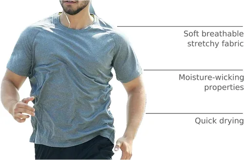 Miniatura 36 de Camisetas de entrenamiento para hombre, de manga corta, de secado rápido, atlético, gimnasio, activo, absorbe la humedad