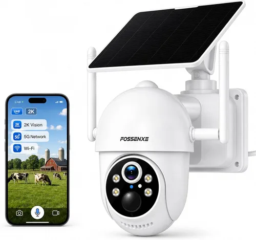 Cámaras 2K para Seguridad del Hogar - Cámaras de Seguridad Solares Inalámbricas para Exteriores con Vista Pan/Inclinación de 360°, Cámara de