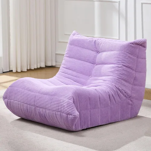 Miniatura 12 de Sillones tipo puf para adultos, puf gigante con espuma viscoelástica, sillón puf con relleno, piel sintética, para la sala, dormitorio u oficina azul