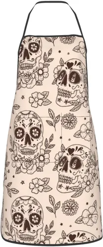 Miniatura 14 de Delantal de calavera de azúcar, delantales de cocina para hombres y mujeres, delantal de cocina, delantal de chef, delantales de jardín ajustables