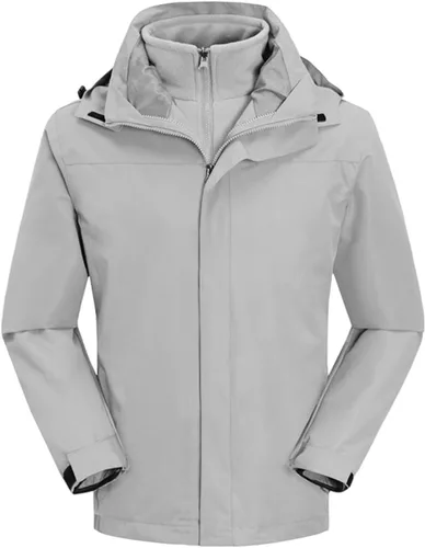 Miniatura 9 de Chaqueta de esquí 3 en 1 para hombre, impermeable, abrigo de nieve de invierno, resistente al viento, con capucha con forro polar cálido
