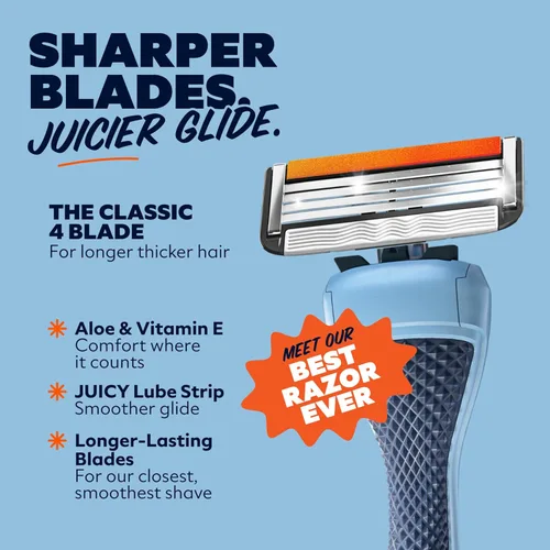 Miniatura 5 de Dollar Shave Club El juego de afeitado exclusivo para miembros 4 cartuchos de recambio Swift Rinse, 1 mango (azul), 1 mantequilla de afeitar
