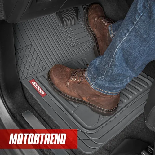 Miniatura 2 de Motor Trend FlexTough™ - Alfombrillas de goma gris para coche de alta resistencia Todo el clima y forro de carga Jumbo para SUV Set completo