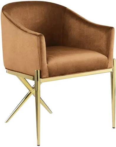 Miniatura 8 de Meridian Furniture Xavier Collection Modern Silla de comedor tapizada de terciopelo contemporáneo con patas de acero resistentes en forma de X