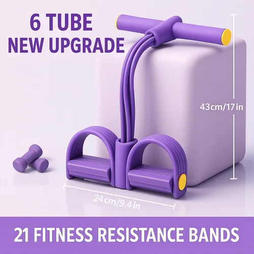Miniatura 7 de Banda de resistencia mejorada para pedal – Extractor de tobillo de pedal de 6 tubos con mango y bolsa de almacenamiento para entrenamiento