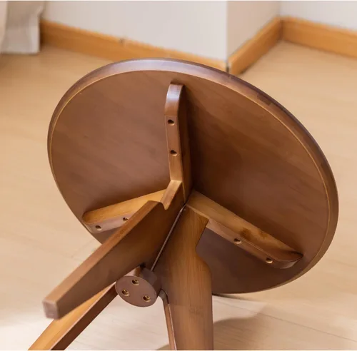 Miniatura 6 de Maydear Mesa auxiliar redonda de bambú, mesa de centro pequeña para sala de estar, dormitorio u oficina, fácil montaje, diseño de 3 patas