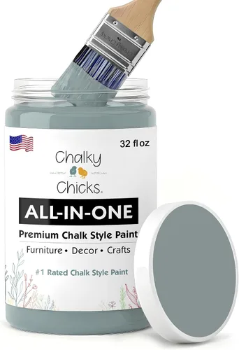 Miniatura 173 de Chalky Chicks - Pintura mate a la tiza, no requiere lijado, 4 onzas líquidas, color gris oscuro (Gun Metal Gray), para muebles, pintura sin Gris